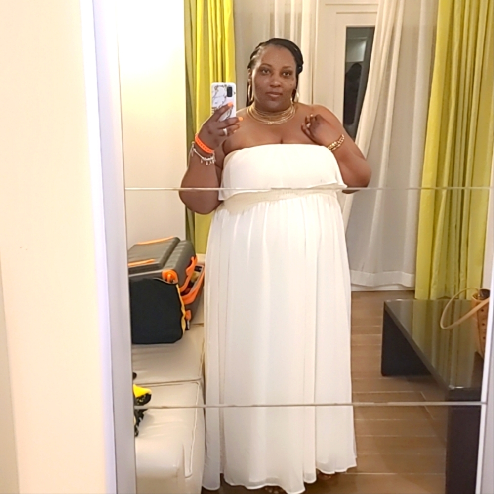 MAXI STRAPLESS RUFFLE DRESS - Picture 2 of 4